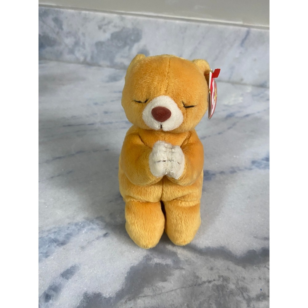 Ty Beanie Baby Hope Praying Bear 1998‎ DOB Golden Tan Plush Swing Tag